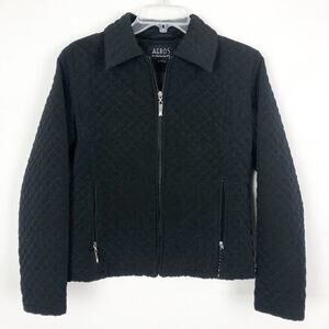 AEROS Women's Quilted Black Full Zip Jacket Size PS